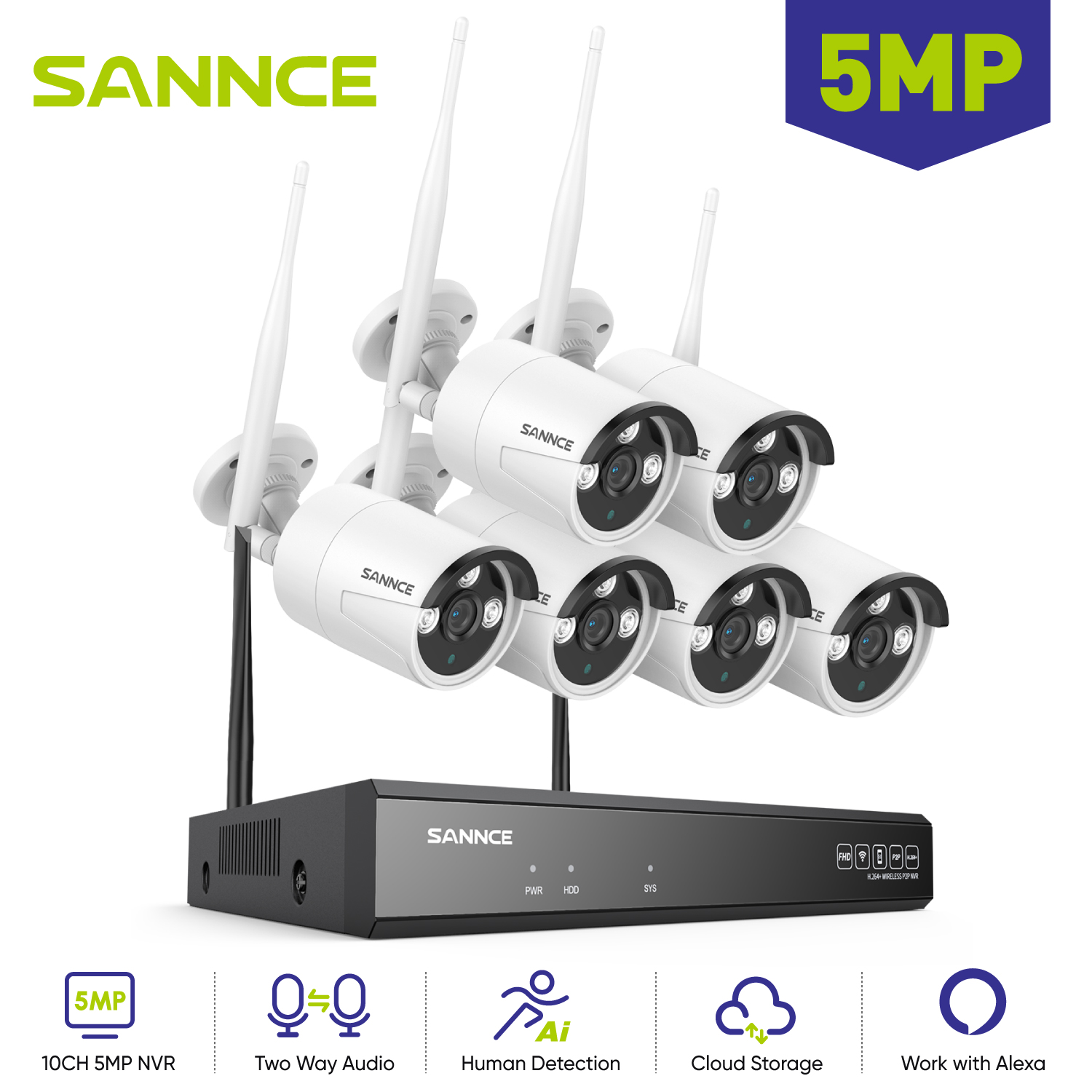SANNCE 6 szt. 5MP kamera Wifi  – Home Yard Security Cameras recenzja i cena