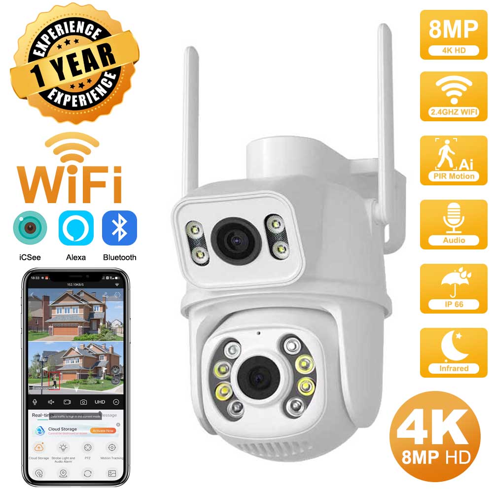 4K 8MP HD podwójny obiektyw ze – Home Yard Security Cameras recenzja i cena