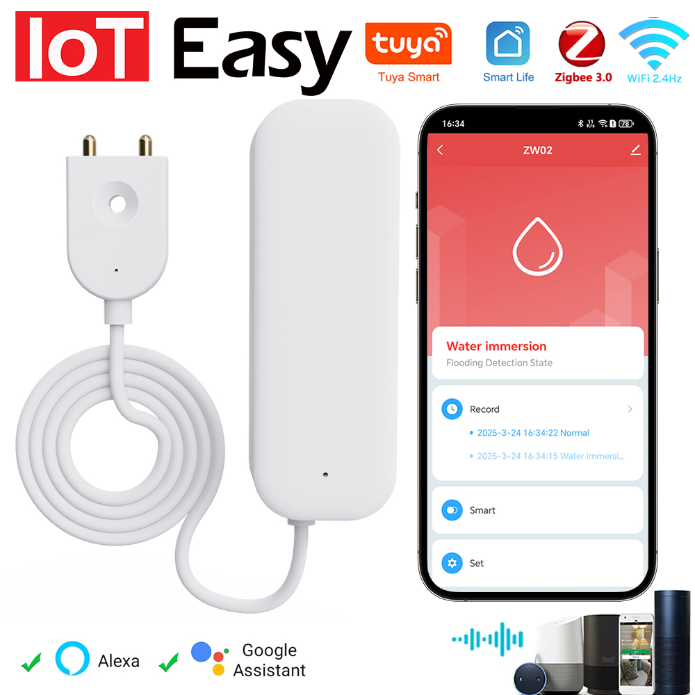 Tuya WiFi ZigBee czujnik wody  – Home Security Equipment recenzja i cena